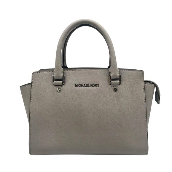 Michael Kors Grey Saffiano Selma Medium Convertible Satchel - Picture 1 of 10